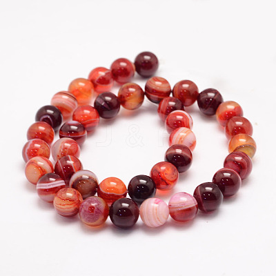 Natural Striped Agate/Banded Agate Bead Strands G-K155-B-10mm-01-1