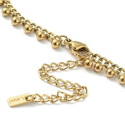 304 Stainless Steel Round Ball Charms Link Chain Anklets AJEW-G054-01G-1
