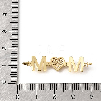Mother's Day Brass Micro Pave Cubic Zirconia Mom Heart Connector Charms X-KK-Z155-03G-01-1