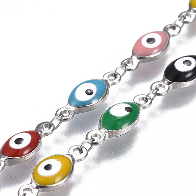 304 Stainless Steel Enamel Chains CHS-P006-08P-B-1