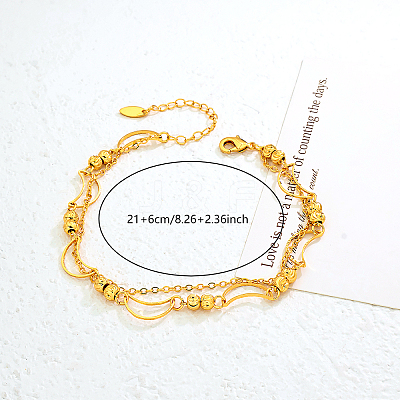 Vintage Beach Brass Moon Link Chain Double Layer Anklets for Women ZY2637-1