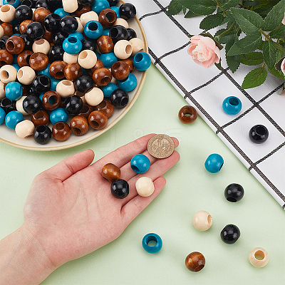 4 Colors Wood Large Hole Beads WOOD-FG0001-52-1
