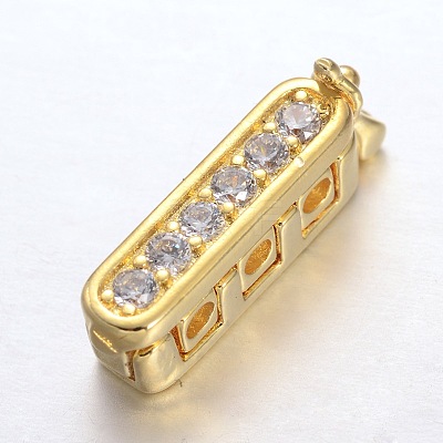Rectangle Brass Micro Pave Cubic Zirconia Twister Clasps LS-ZIRC-O018-08G-RS-1