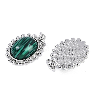 Synthetic Malachite Oval Pendants KK-U043-46P-D-1