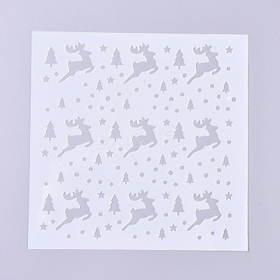 Christmas Theme Plastic Reusable Drawing Painting Stencils Templates DIY-G027-D02-1