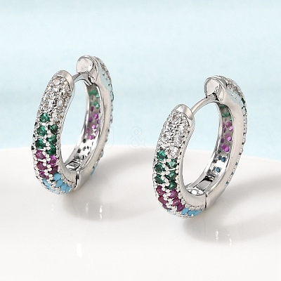 Brass Micro Pave Cubic Zirconia Hoop Earrings KK-CBA8324-24P-03-1
