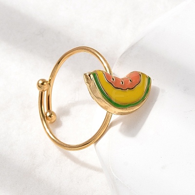 Adjustable 304 Stainless Steel Enamel Cuff Rings for Women LS-RJEW-B152-01G-01-1