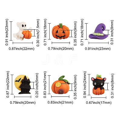 30Pcs 6 Style Resin Cabochons Halloween Theme RESI-CJ0001-194-1