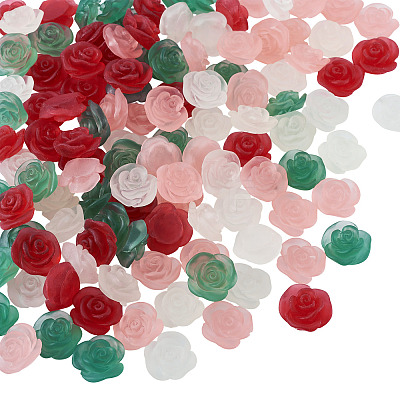 60Pcs 4 Colors Frosted Trabsparent Resin Cabochons RESI-TA0005-09-1