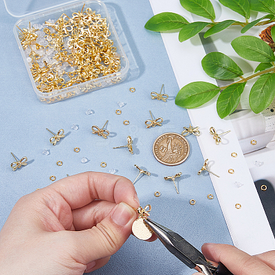 Bowknot Alloy Stud Earring Findings FIND-HS0001-55-1