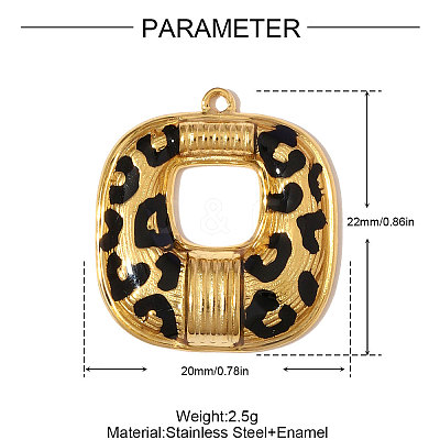 304 Stainless Steel Enamel Pendants STAS-OY006-33G-1