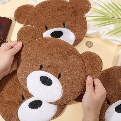Computerized Embroidery Polyester with Fur Iron on/Sew on Patches DIY-WH0671-397C-1