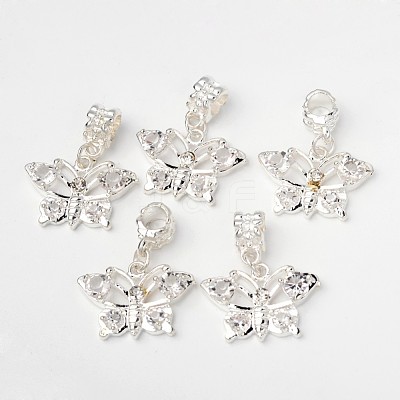 Brass Rhinestone European Dangle Charms X-PALLOY-D342-05-1