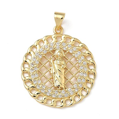 Brass Micro Pave Cubic Zirconia Pendants KK-L243-05G-03-1