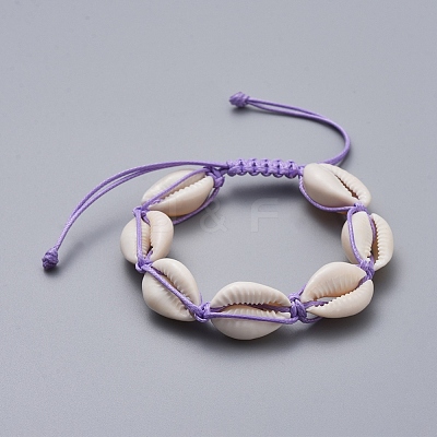 Natural Cowrie Shell Braided Beads Bracelets BJEW-JB05057-1