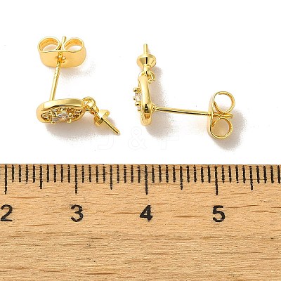 Brass Micro Pave Cubic Zirconia Studs Earrings Findings EJEW-H128-05G-1