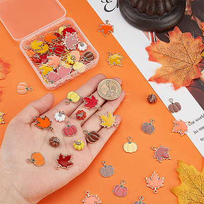 12 Style Autumn Theme Alloy Enamel Pendants ENAM-OC0001-14-1