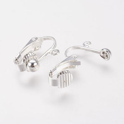 Brass Clip-on Earring Findings KK-E491-S-1