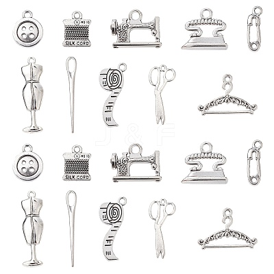 50Pcs 10 Style Tibetan Style Zinc Alloy Pendants FIND-CJ0001-18-1