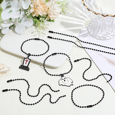 100Pcs Iron Ball Chains with Connectors IFIN-SP0001-67EB-1