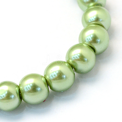 Baking Paint Pearlized Glass Pearl Round Bead Strands X-HY-Q330-8mm-26-1