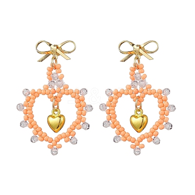 Glass Seed Beads Dangle Stud Earrings EJEW-MZ00396-02-1