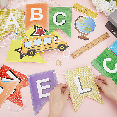 2 Sets 2 Styles Welcome Come Back & School Supplies Paper Banners DIY-GF0008-73-1