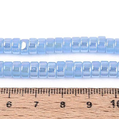 AB Color Plated Imitation Jade Glass Beads Strands GLAA-T026-3x6mm-J04-1
