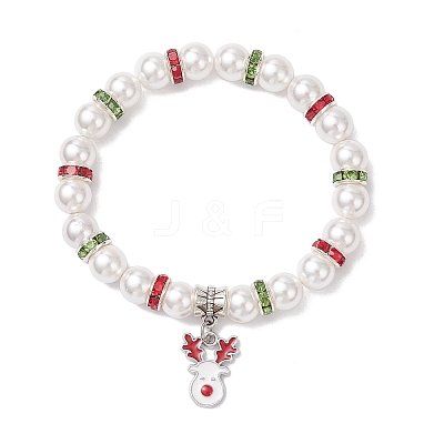 Christmas Alloy Enamel Charm Bracelets BJEW-TA00682-1
