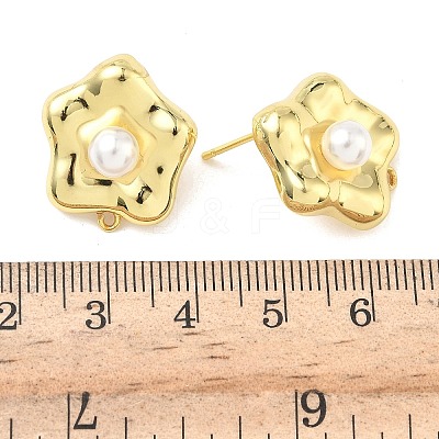Brass Plastic Pearl Stud Earring Findings KK-G547-06G-1