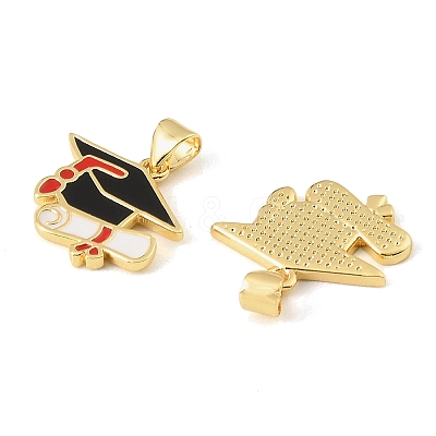Graduation Season Brass Enamel Pendants KK-CBAF2EC-03G-A-1
