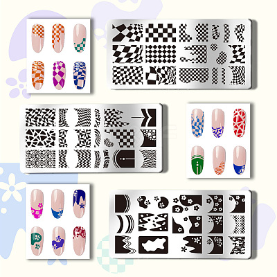 Stainless Steel DIY Nail Art Templates MRMJ-WH0092-017-1