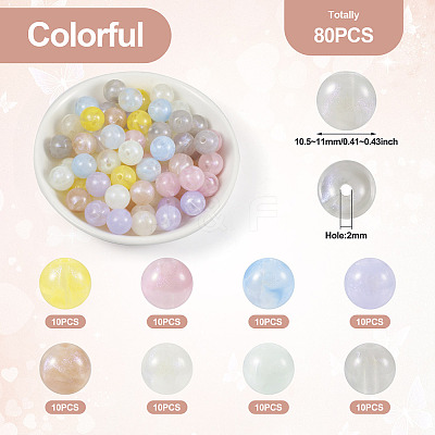 80Pcs 8 Colors Opaque Acrylic Beads OACR-TA0001-23-1