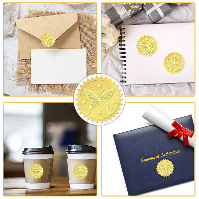 12 Sheets Self Adhesive Gold Foil Embossed Stickers DIY-WH0451-036-1