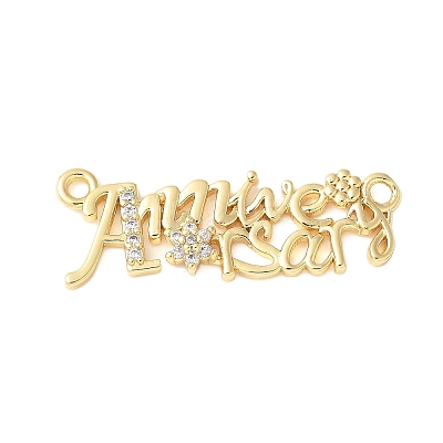 Brass Micro Pave Clear Cubic Zirconia Links KK-D357-03G-G-1