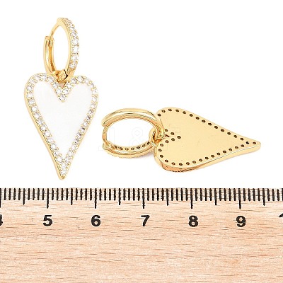 Valentine's Day Heart Brass Micro Pave Clear Cubic Zirconia Hoop Earrings EJEW-Z164-10G-03-1