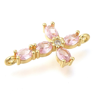 Brass Pave Cubic Zirconia Connector Charms KK-M101-03A-G02-1