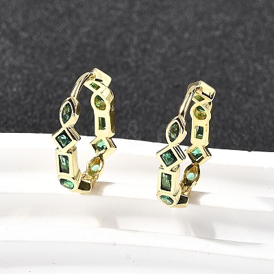 Brass Micro Pave Cubic Zirconia Hoop Earrings EJEW-P322-02G-1