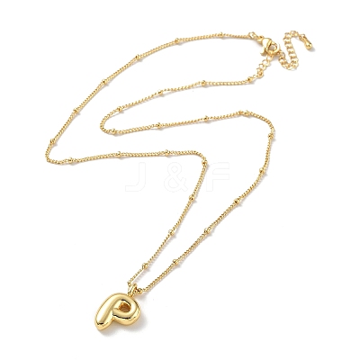 Initial Letter Brass Pendant Necklace NJEW-A015-21G-P-1