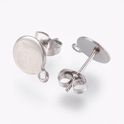 Non-Tarnish 304 Stainless Steel Stud Earring Findings STAS-G178-02P-8mm-1