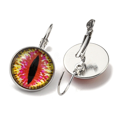 Dragon Eye Glass Leverback Earrings with Brass Earring Pins EJEW-Q798-01K-1
