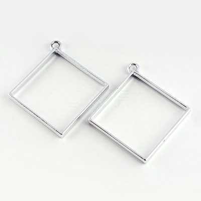 Rack Plating Alloy Rhombus Open Back Bezel Pendants PALLOY-S047-22D-FF-1