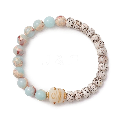 Synthetic Imperial Jasper & Undyed Natural Moon & Star Xingyue Bodhi Beaded Stretch Bracelets for Women BJEW-TA00738-1
