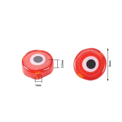 Handmade Evil Eye Lampwork Flat Round Beads Strands LAMP-CJ0001-04-1