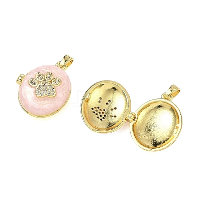 Brass Micro Pave Clear Cubic Zirconia Locket Pendants KK-A294-11G-01-1