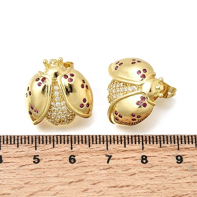 Brass Micro Pave Cubic Zirconia Stud Earrings EJEW-D355-02G-01-1