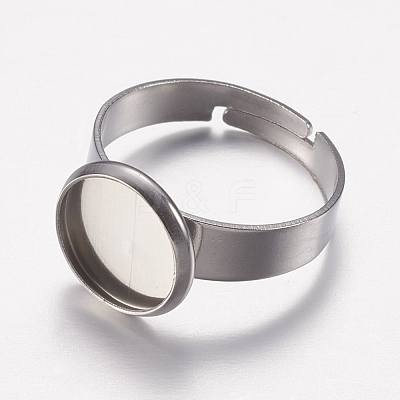 Tarnish Resistant Adjustable 304 Stainless Steel Finger Rings Components STAS-I097-037E-P-1