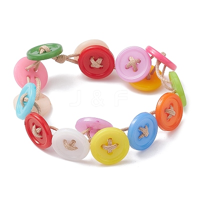 Acrylic Sewing Buttons Beaded Bracelets BJEW-JB12742-1