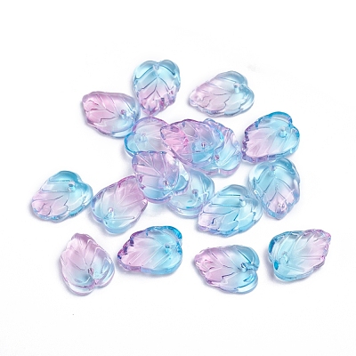 Two-Tone Transparent Glass Charms GLAA-H016-15H-1