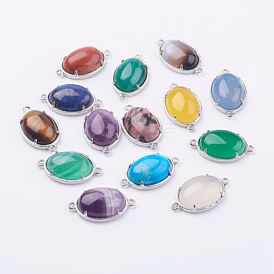 Brass Natural/Synthetic Gemstone Links connectors G-E398-03A-1